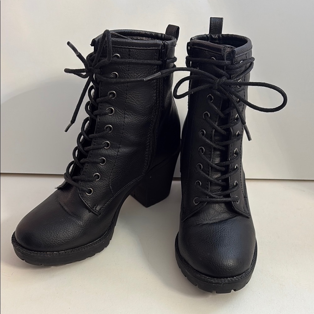 Women's Black Lace-Up Ankle Boots
